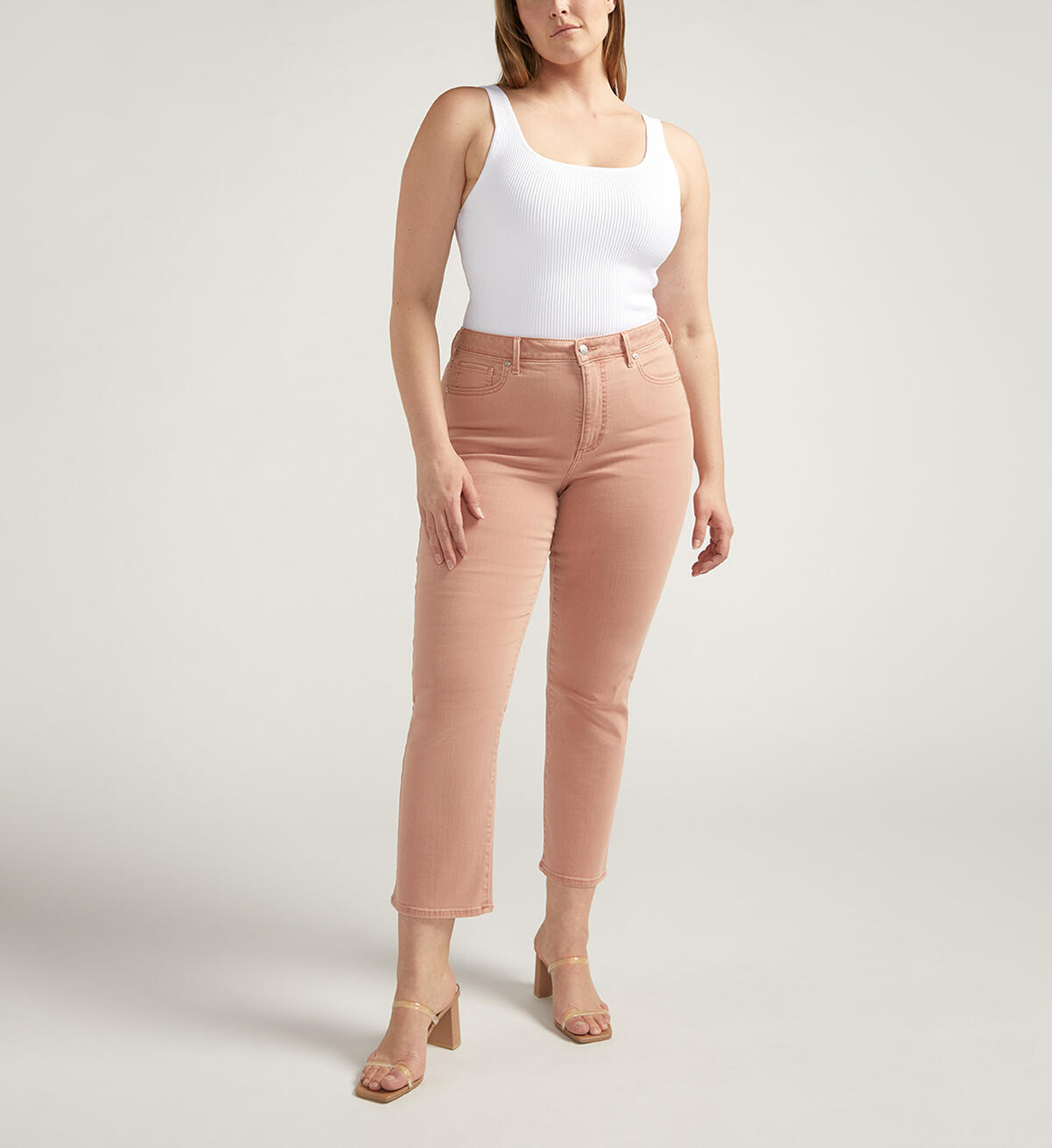 Isbister High Rise Straight Leg Jeans Plus Size, Dusty Coral, hi-res image number 0