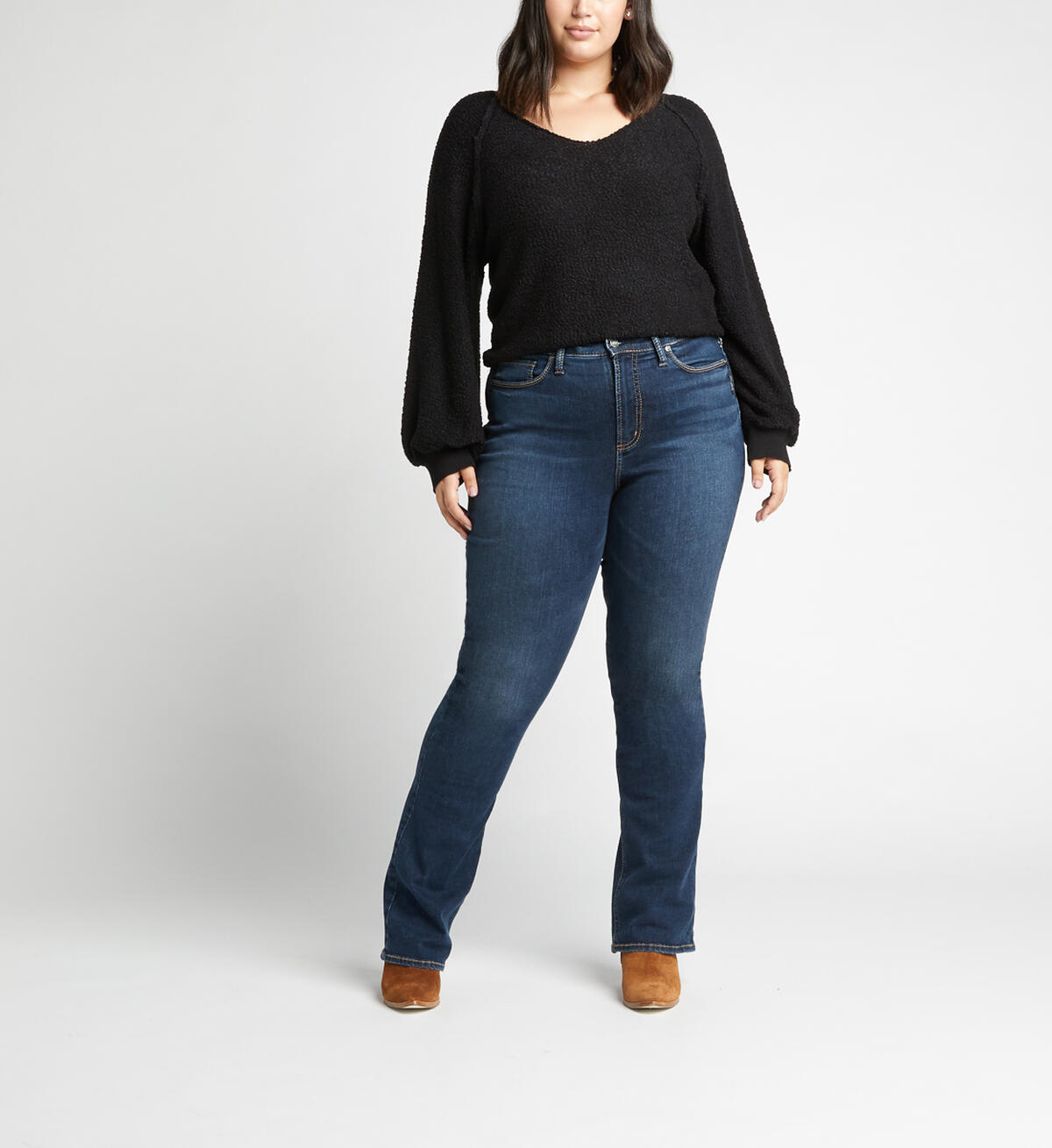 Calley High Rise Slim Bootcut Jeans Plus Size, Indigo, hi-res image number 0