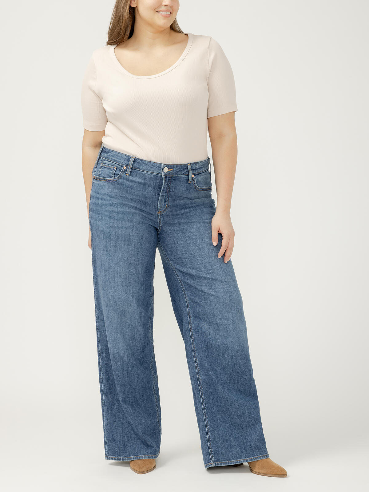 Suki Mid Rise Wide Leg Knit Flex Jeans image number 0