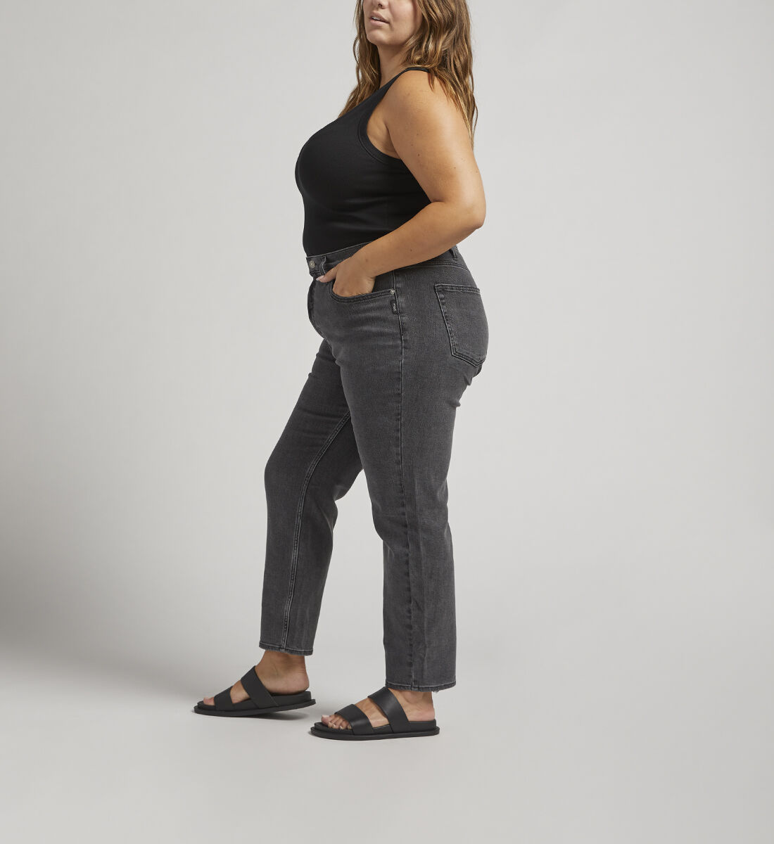 Plus size black sales straight leg jeans