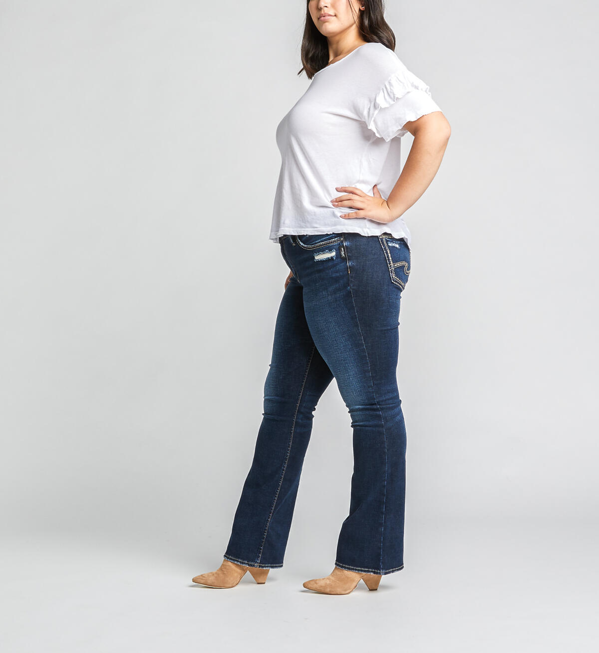 Elyse Mid Rise Slim Bootcut Jeans Plus Size, Indigo, hi-res image number 2