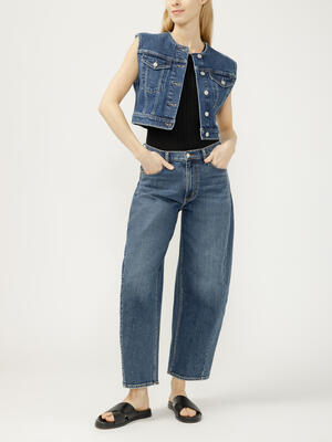 Cropped Denim Vest