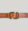 Womens Genuine Leather Belt With S Buckle, Dark Tan, hi-res image number 1