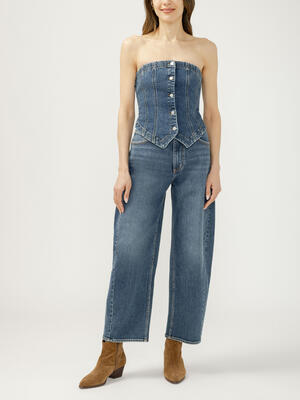 Denim Button Front Corset