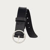Women's Heavyweight Genuine Leather Belt with Circle Center Bar Buckle image number 1