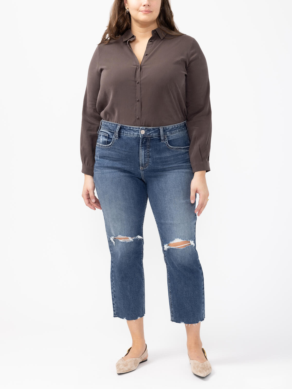 Avery High Rise Cropped Straight Leg Jeans Plus Size image number 0