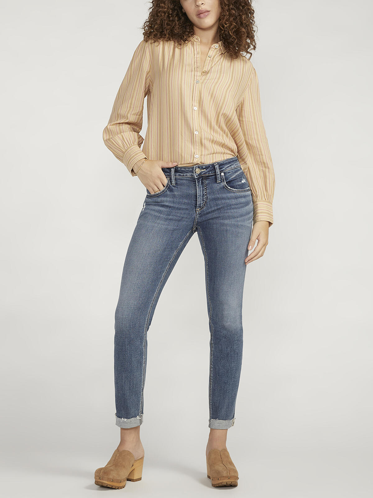 Boyfriend Mid Rise Slim Leg Jeans image number 0