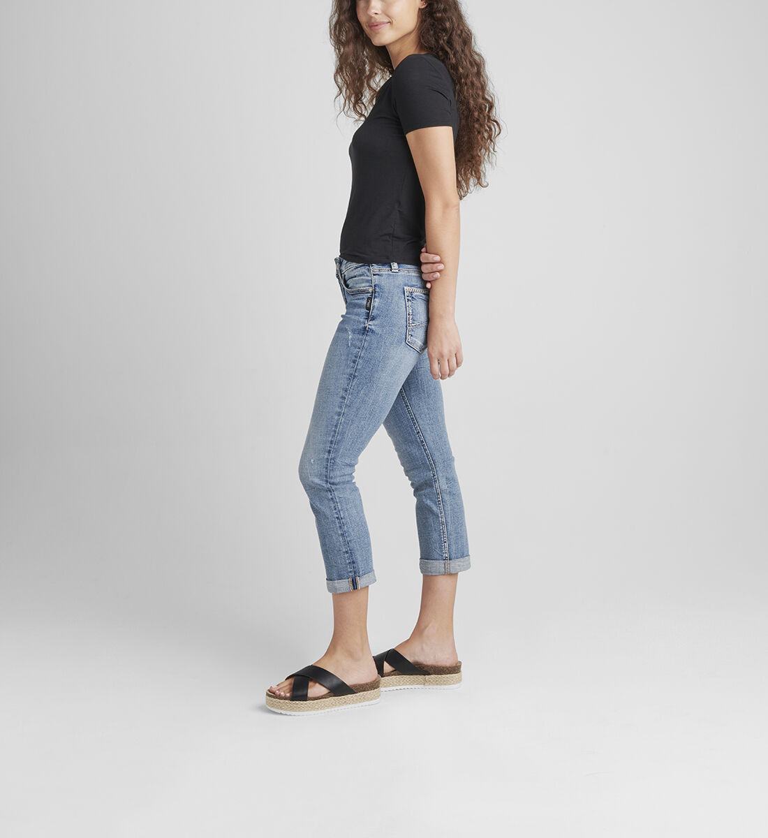 Low rise capri jeans discount