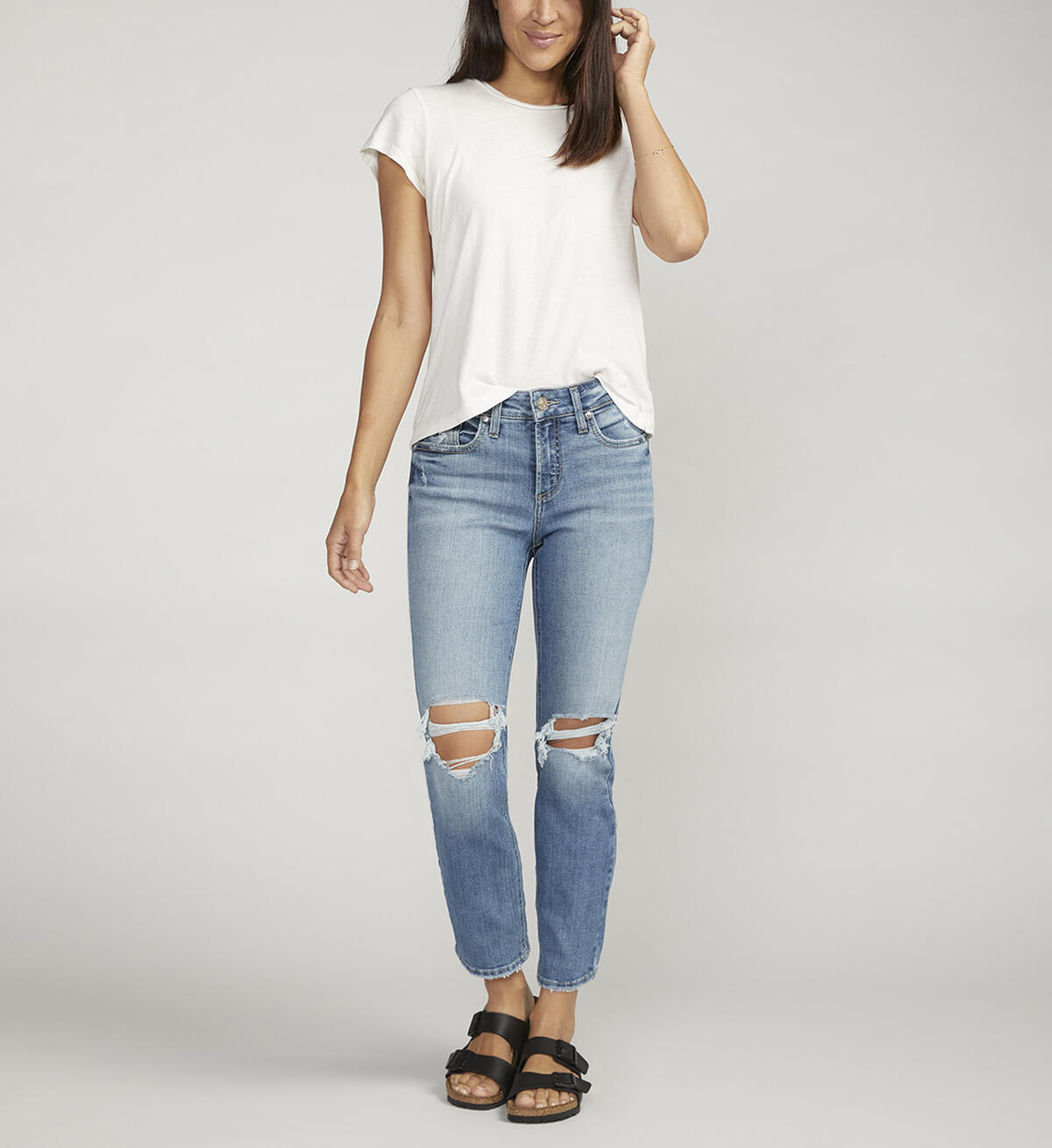 Suki Mid Rise Straight Leg Crop Jeans, Indigo, hi-res image number 0
