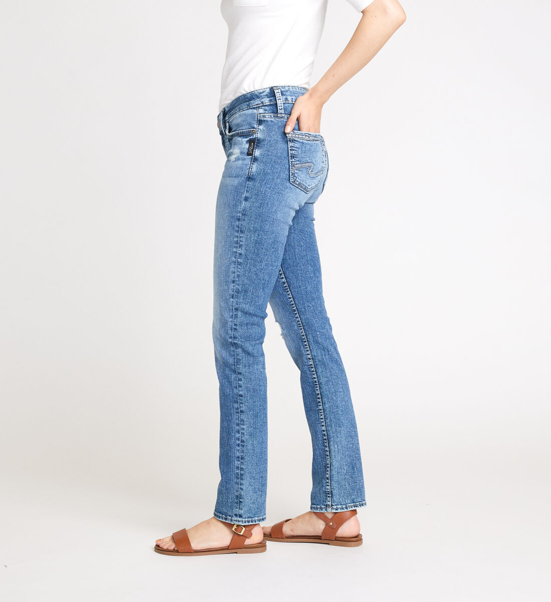 Buy Elyse Mid Rise Straight Leg Jeans for CAD 70.00 Silver Jeans