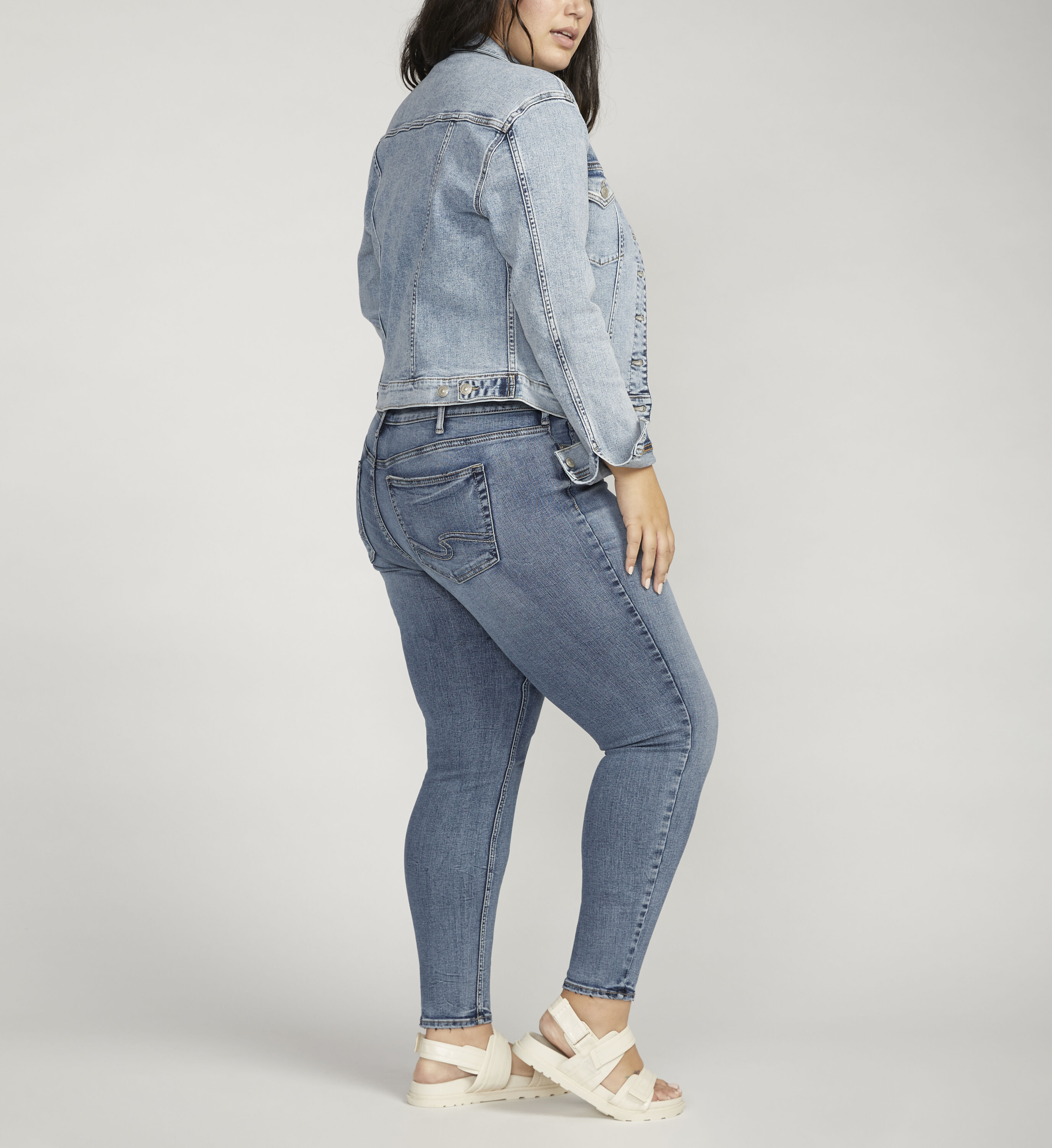 Plus size clearance fitted denim jacket