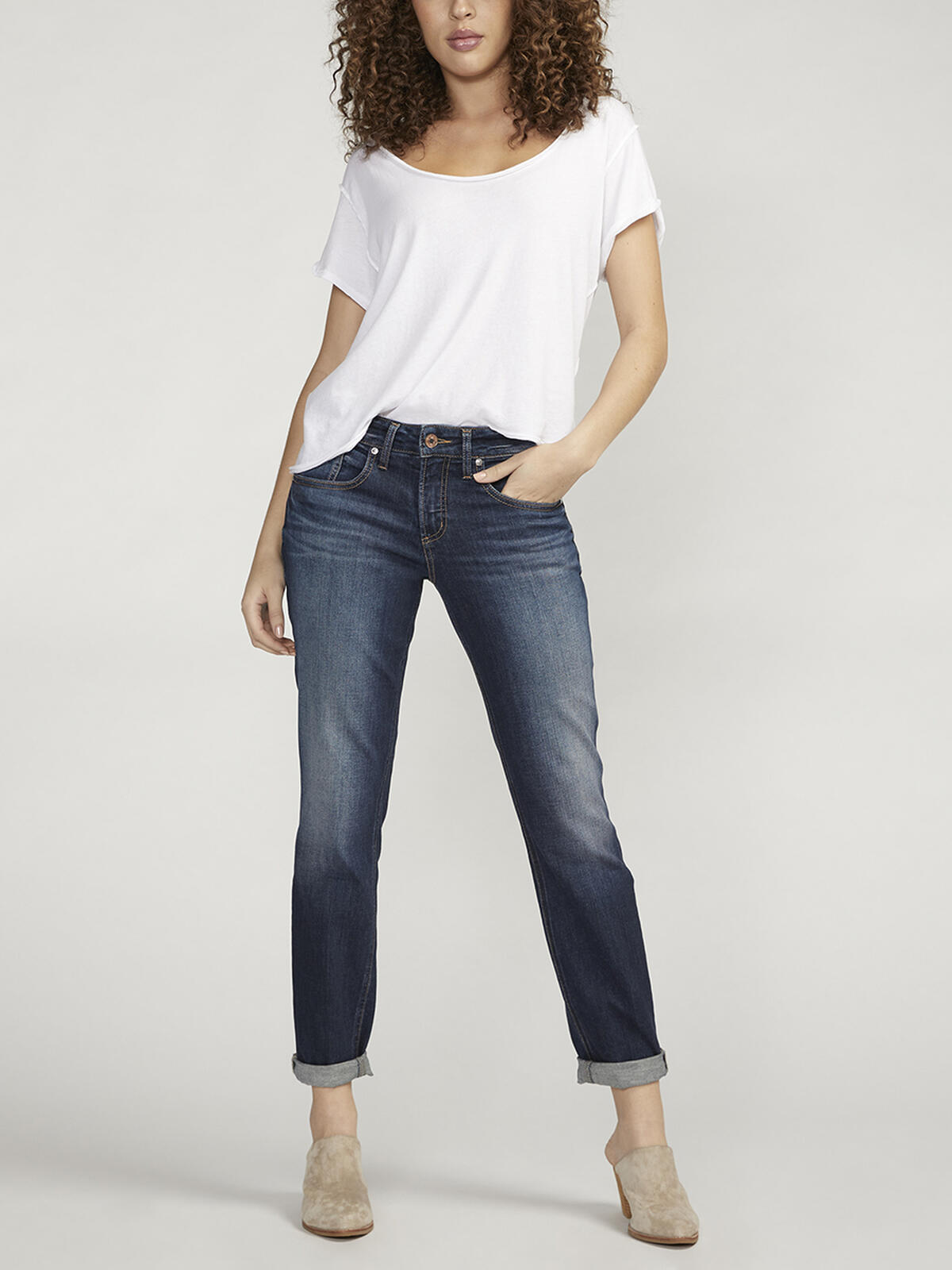 Boyfriend Mid Rise Slim Leg Jeans image number 0