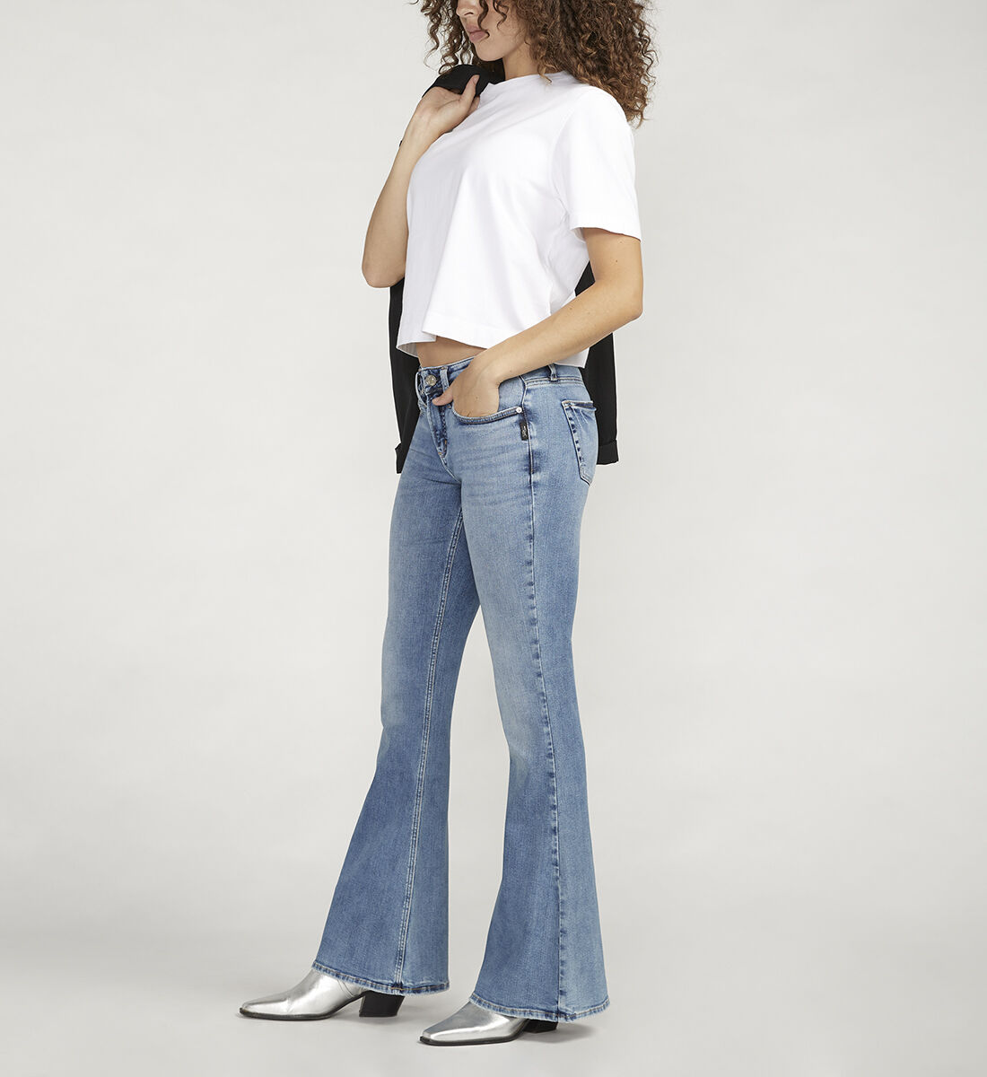 Flared mid rise jeans best sale