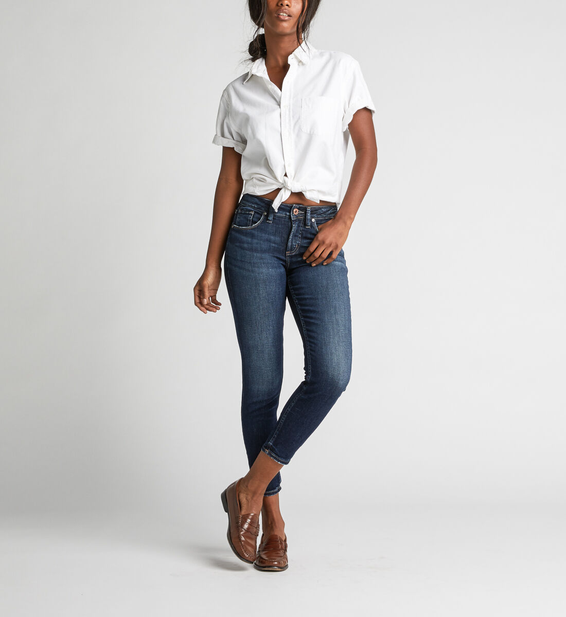 Silver avery skinny crop hot sale