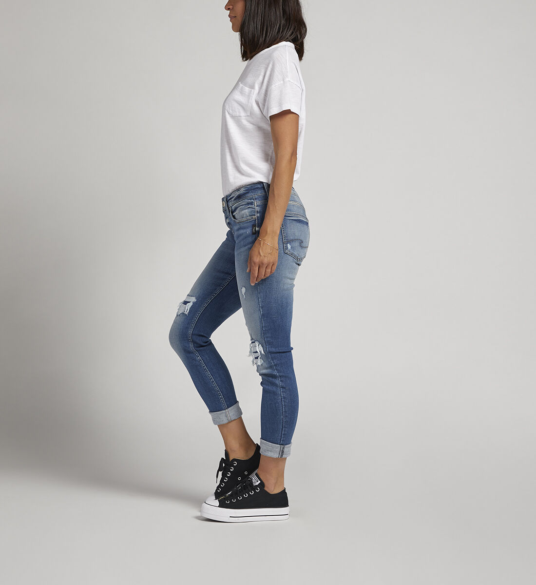 Womens cuffed skinny jeans top