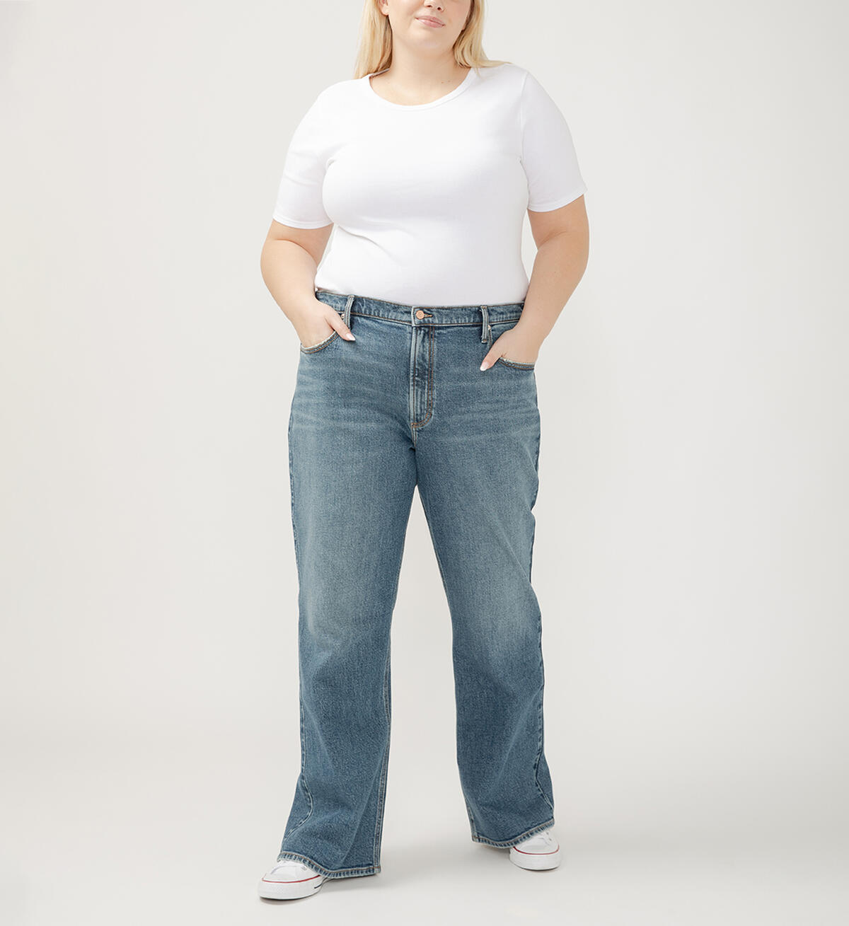 Mid Rise Baggy Bootcut Jeans, , hi-res image number 0