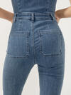 70s Flare Leg Denim Jumpsuit image number 4