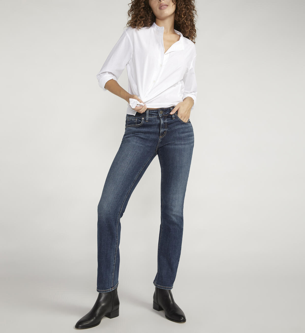 Elyse Mid Rise Straight Leg Jeans, Indigo, hi-res image number 3