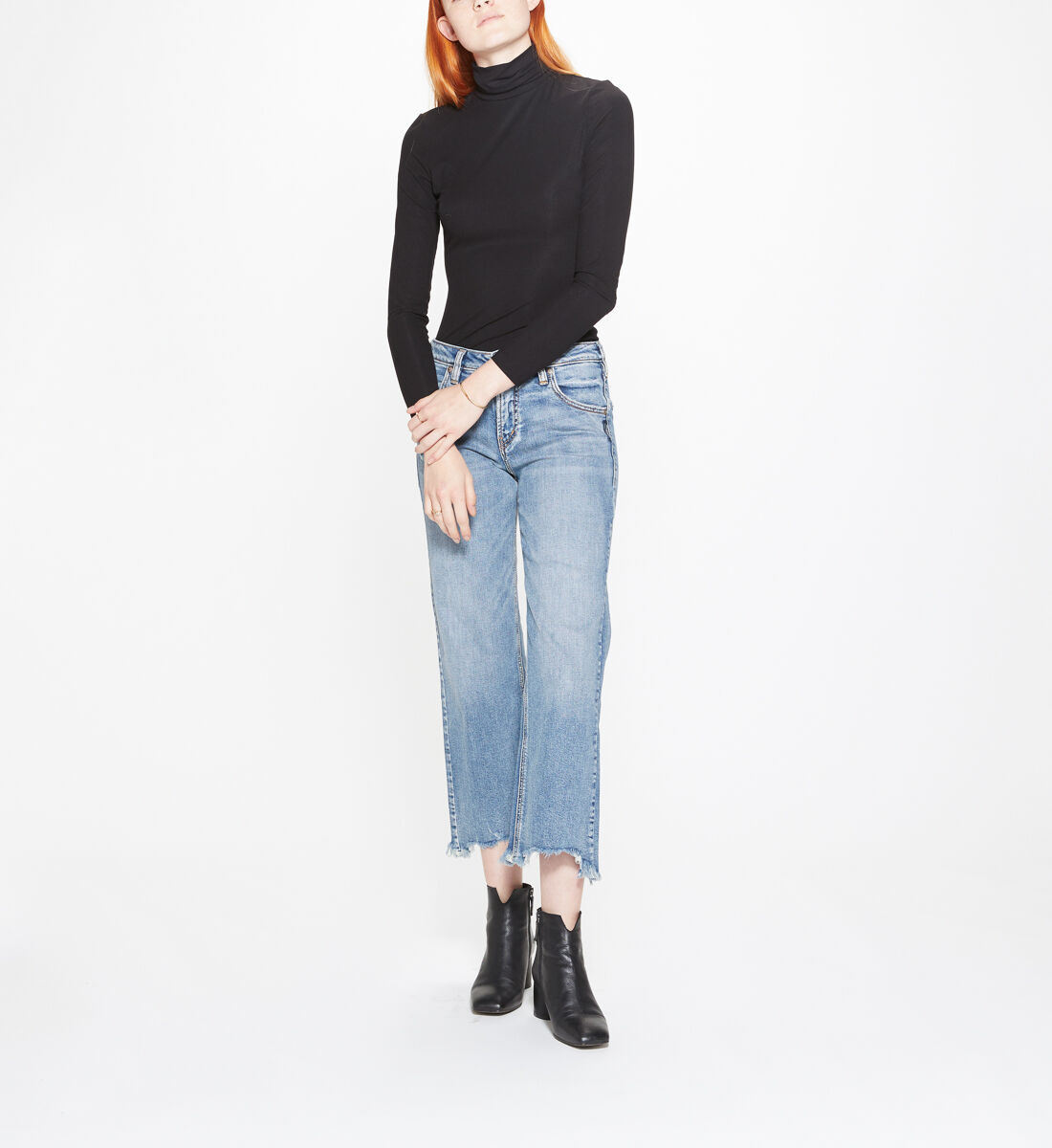 Ladies wide 2025 leg cropped jeans