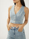Cropped Denim Vest image number 0