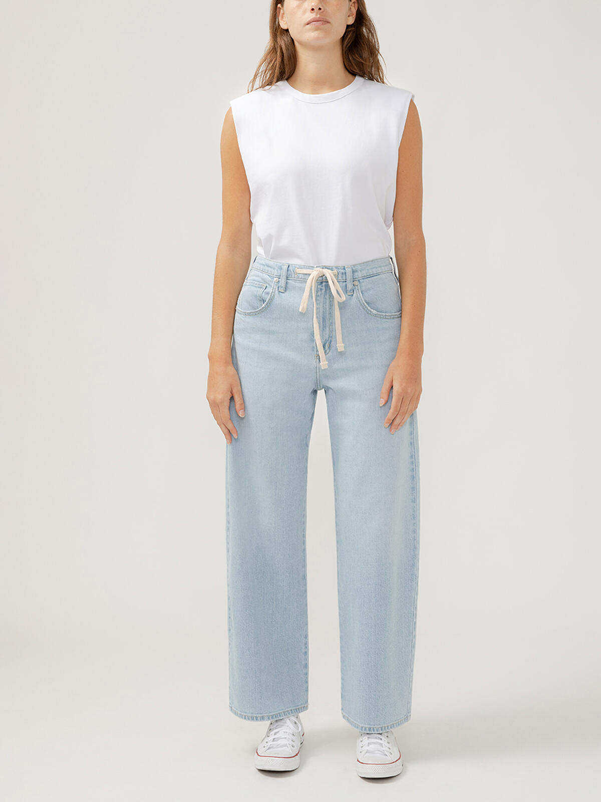 Be Easy Straight Leg Drawstring Jeans image number 0