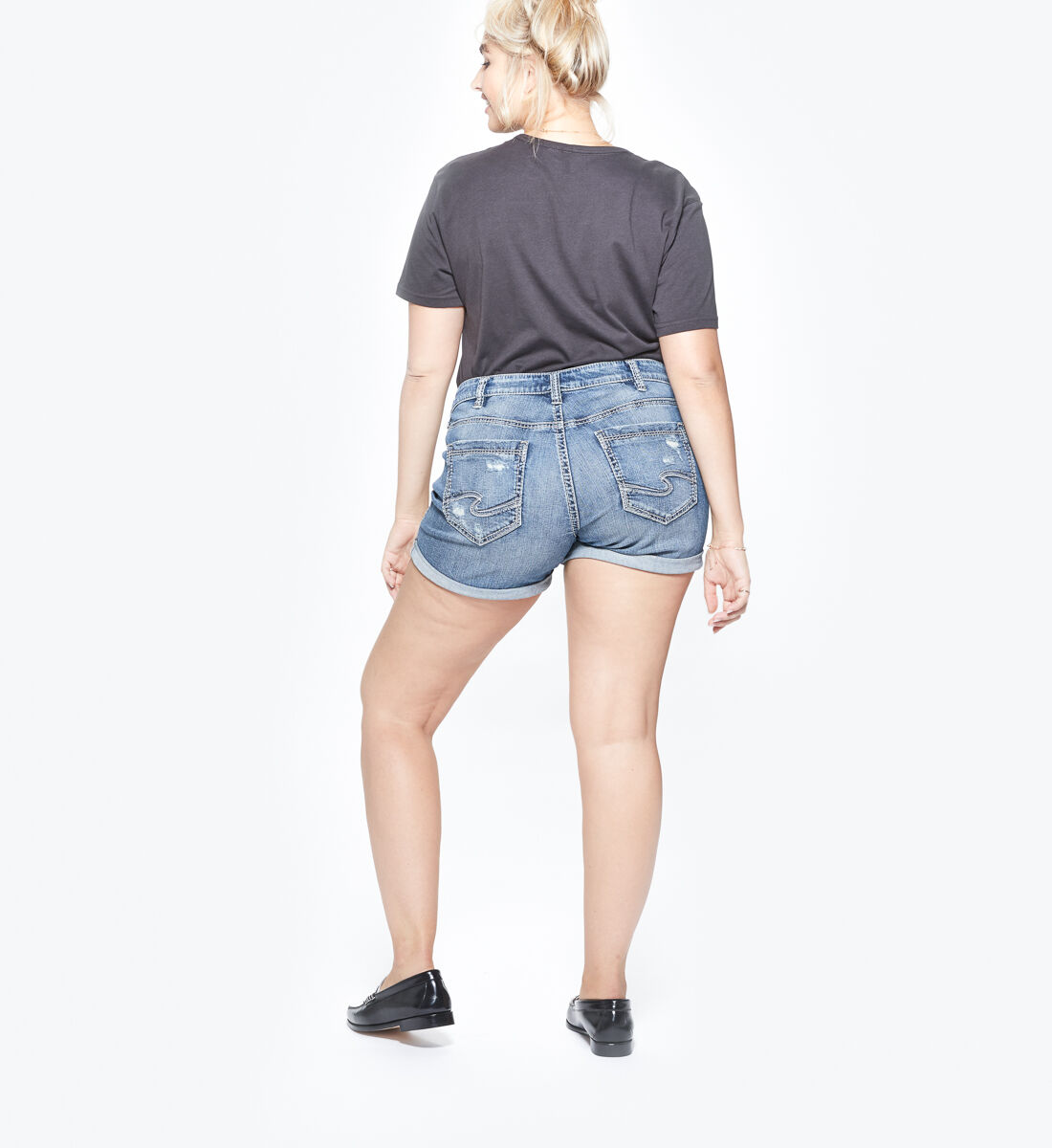 Buy Sam Mid Rise Boyfriend Short Plus Size for CAD 90.00 Silver