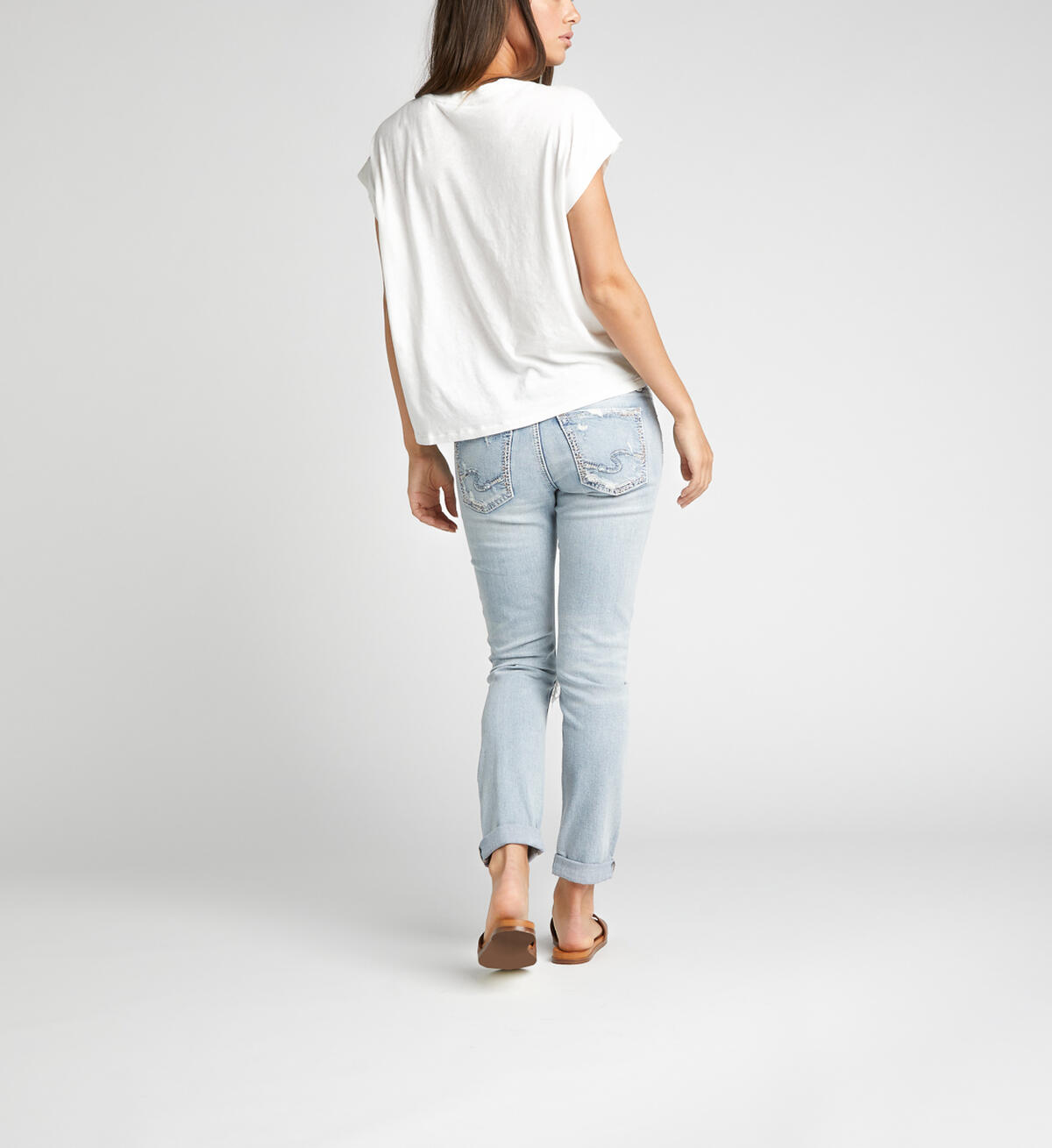 Boyfriend Mid Rise Slim Leg Jeans, , hi-res image number 1
