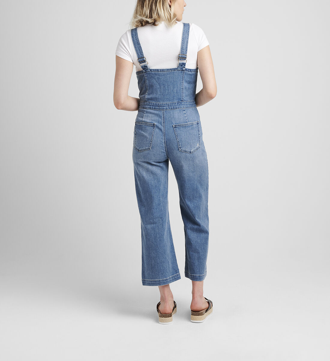 Wide leg denim jumpsuit discount