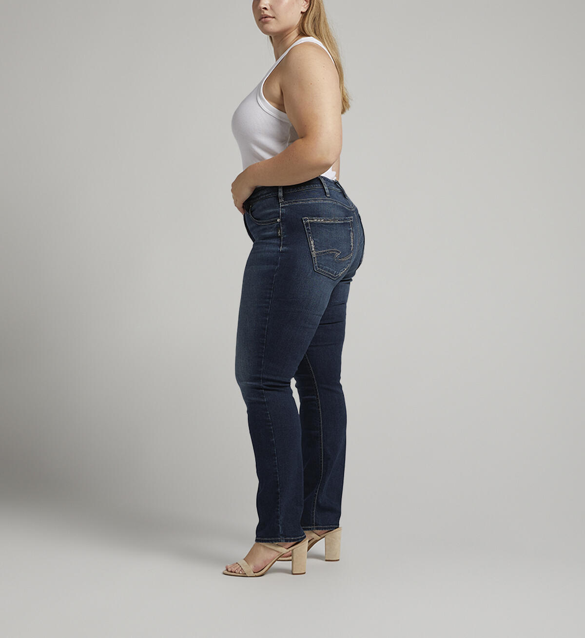 Avery High Rise Straight Leg Jeans Plus Size, Indigo, hi-res image number 2