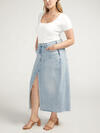 Front-Slit Midi Jean Skirt Plus Size image number 2