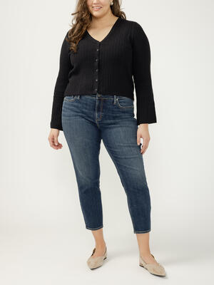 Elyse Mid Rise Skinny Cropped Luxe Stretch Jeans Plus Size