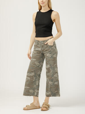 Suki Mid Rise Cropped Wide Leg  Camo Jeans