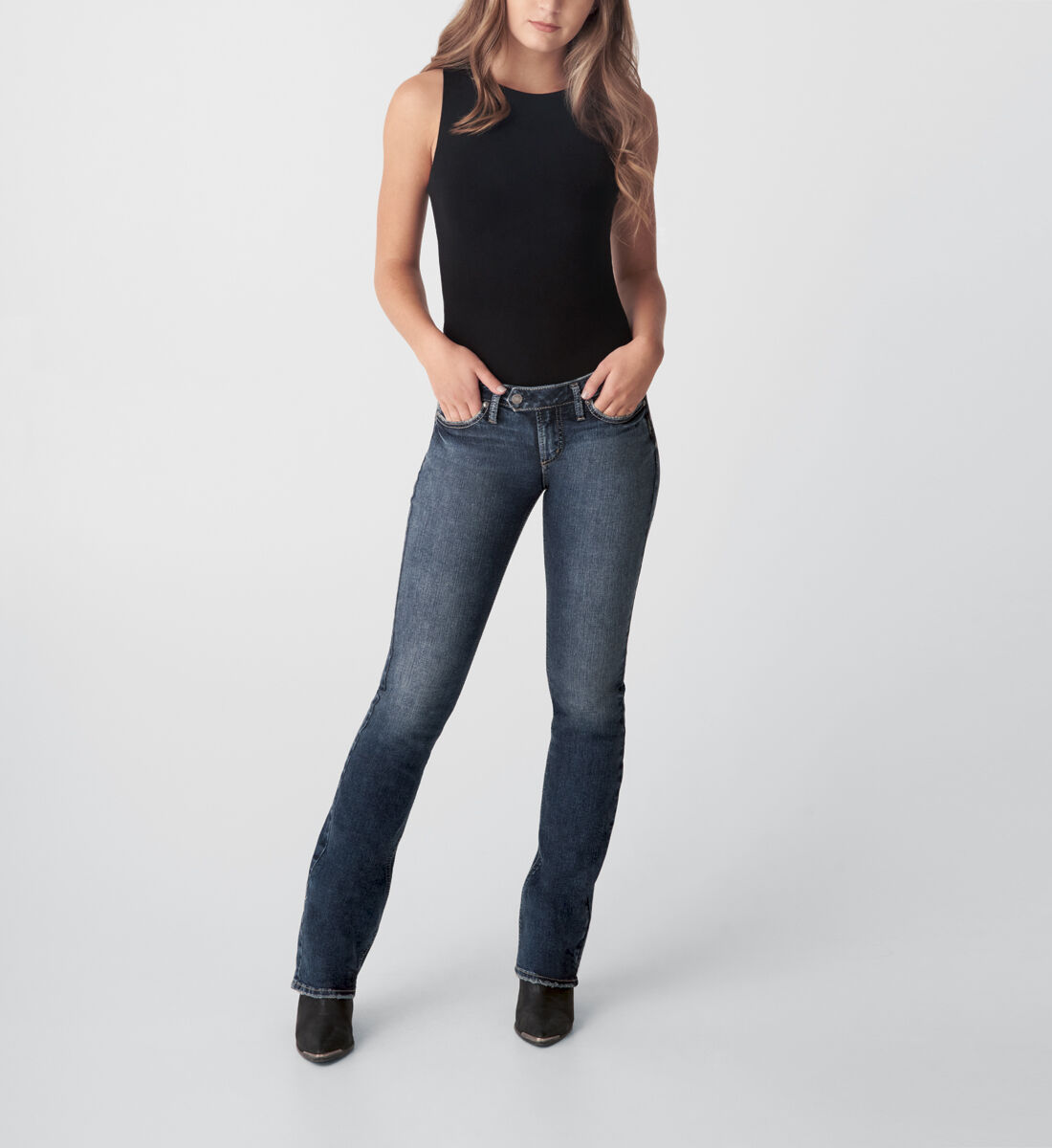 Buy Tuesday Low Rise Slim Bootcut Jeans for CAD 104.00 Silver