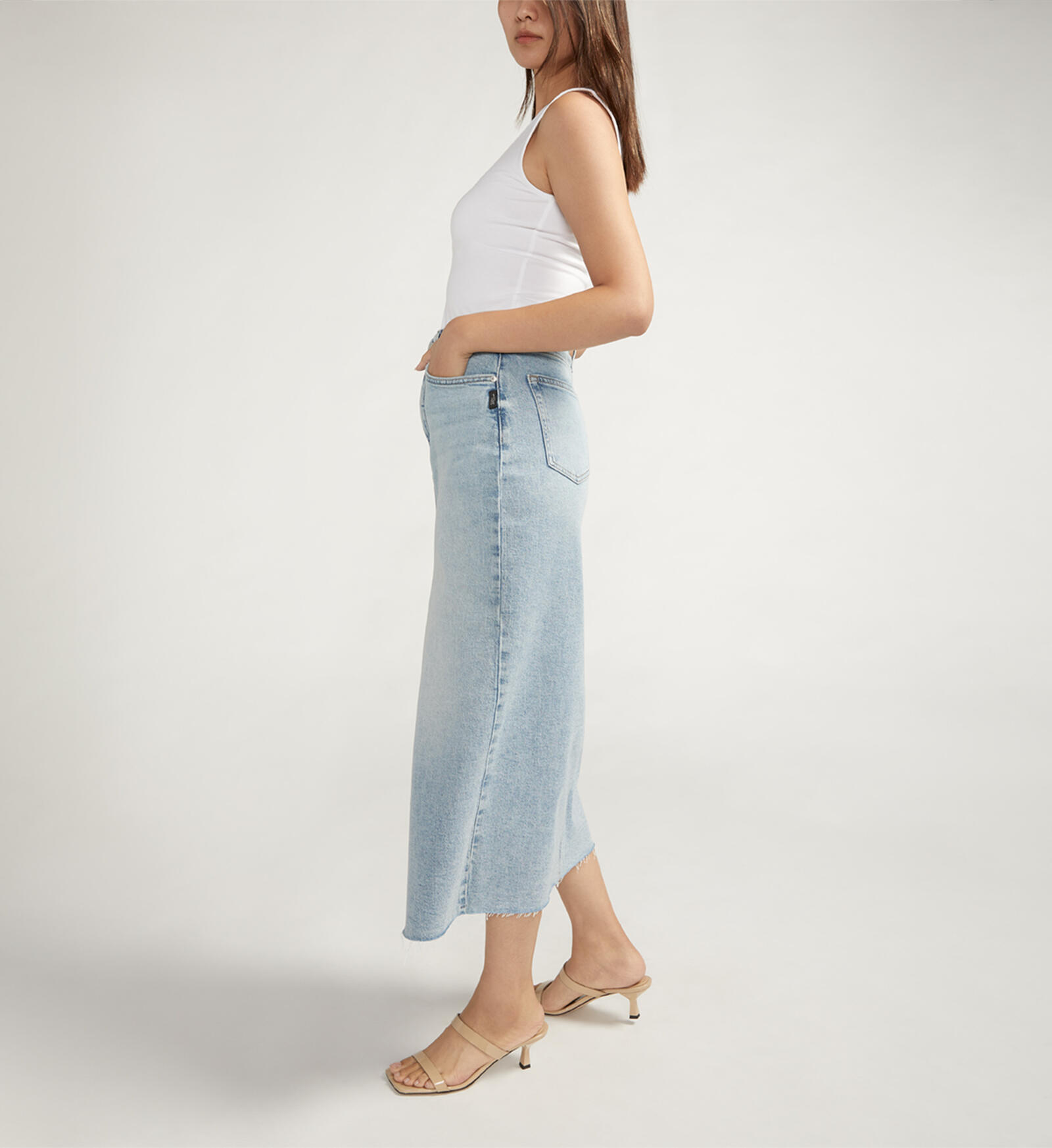 Buy Front-Slit Midi Jean Skirt for CAD 88.00