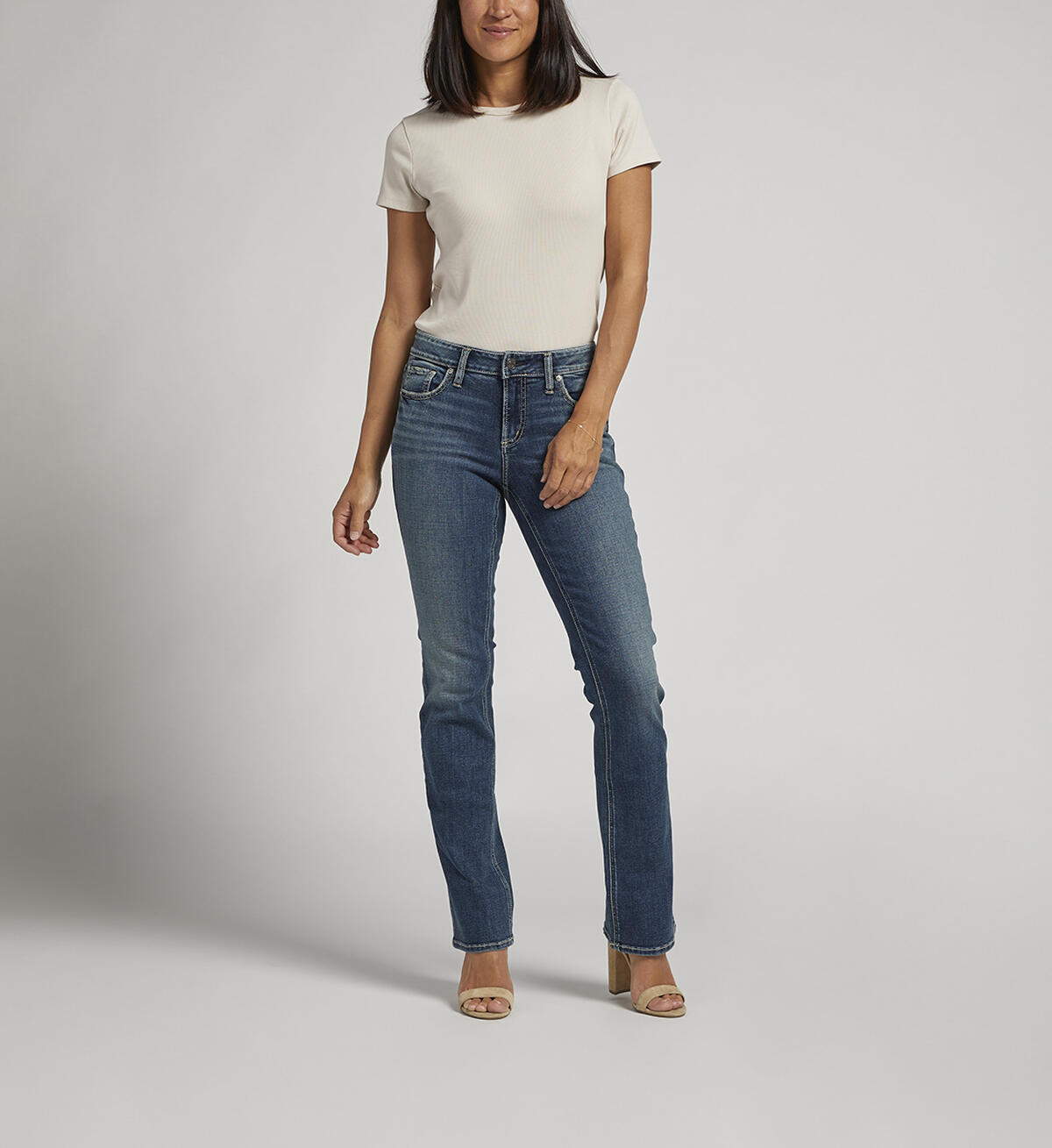 Elyse Mid Rise Slim Bootcut Jeans, Indigo, hi-res image number 0