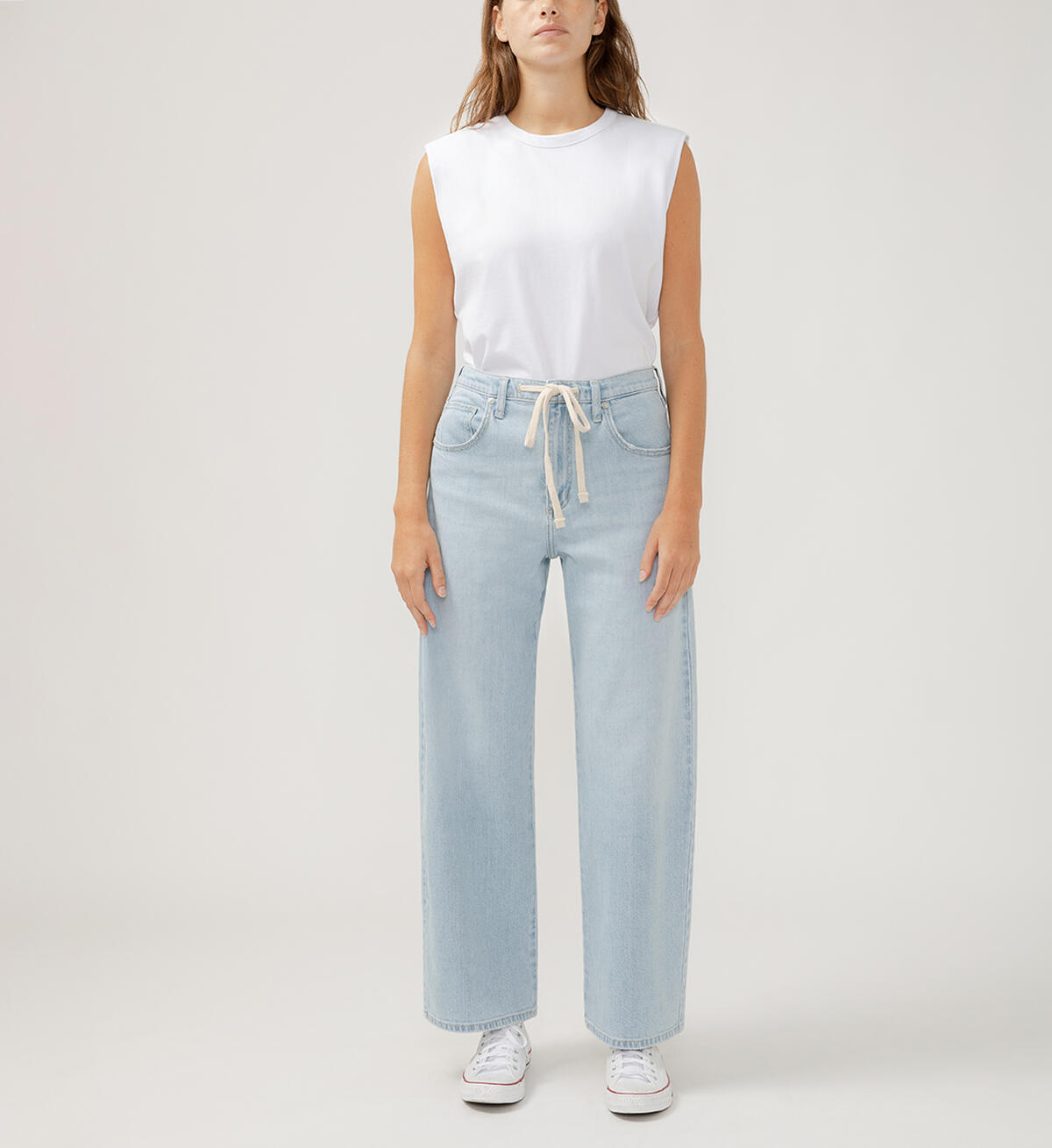 Be Easy Straight Leg Drawstring Jeans, , hi-res image number 0