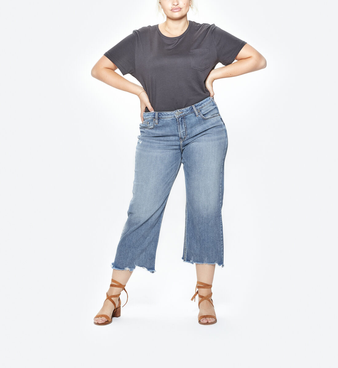 Buy Wide Leg High Rise Crop Jeans Plus Size for CAD 124.00