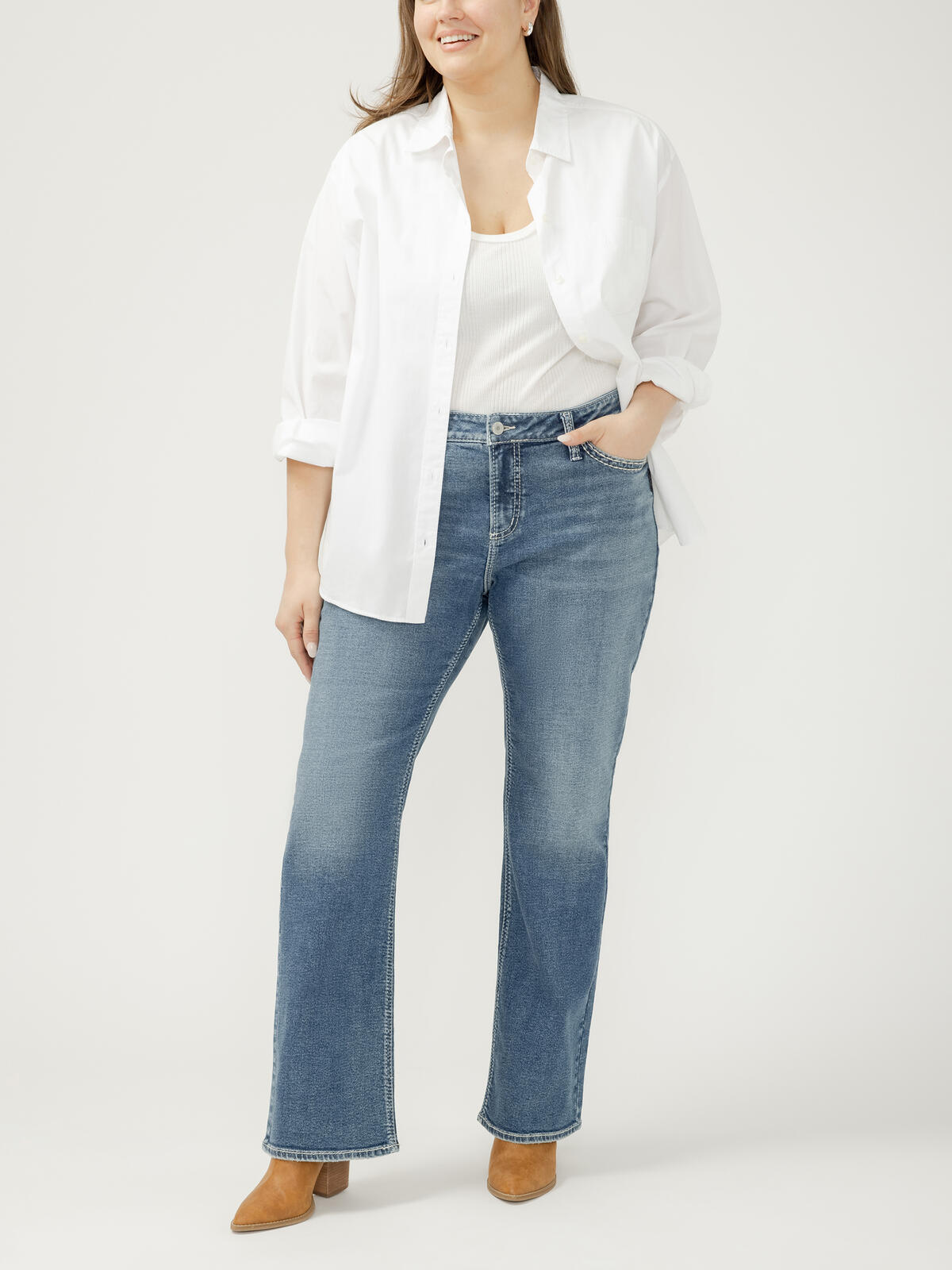 Suki Mid Rise Slim Bootcut Jeans Plus Size image number 0