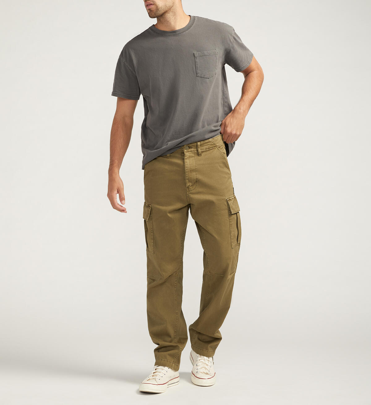 Cargo Essential Twill Pants, Olive, hi-res image number 0