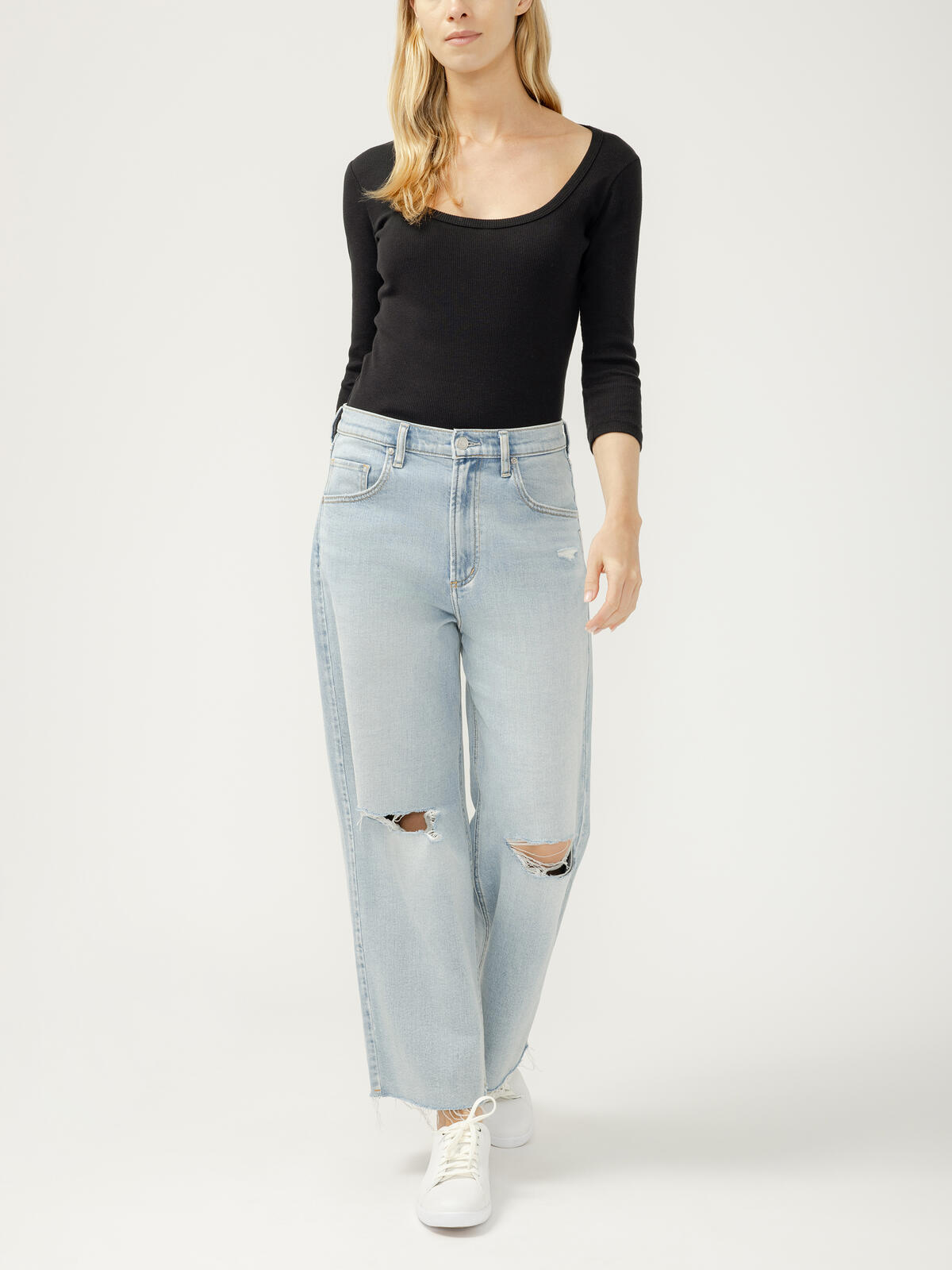 Be Easy High Rise Wide Leg Cropped Jeans image number 0