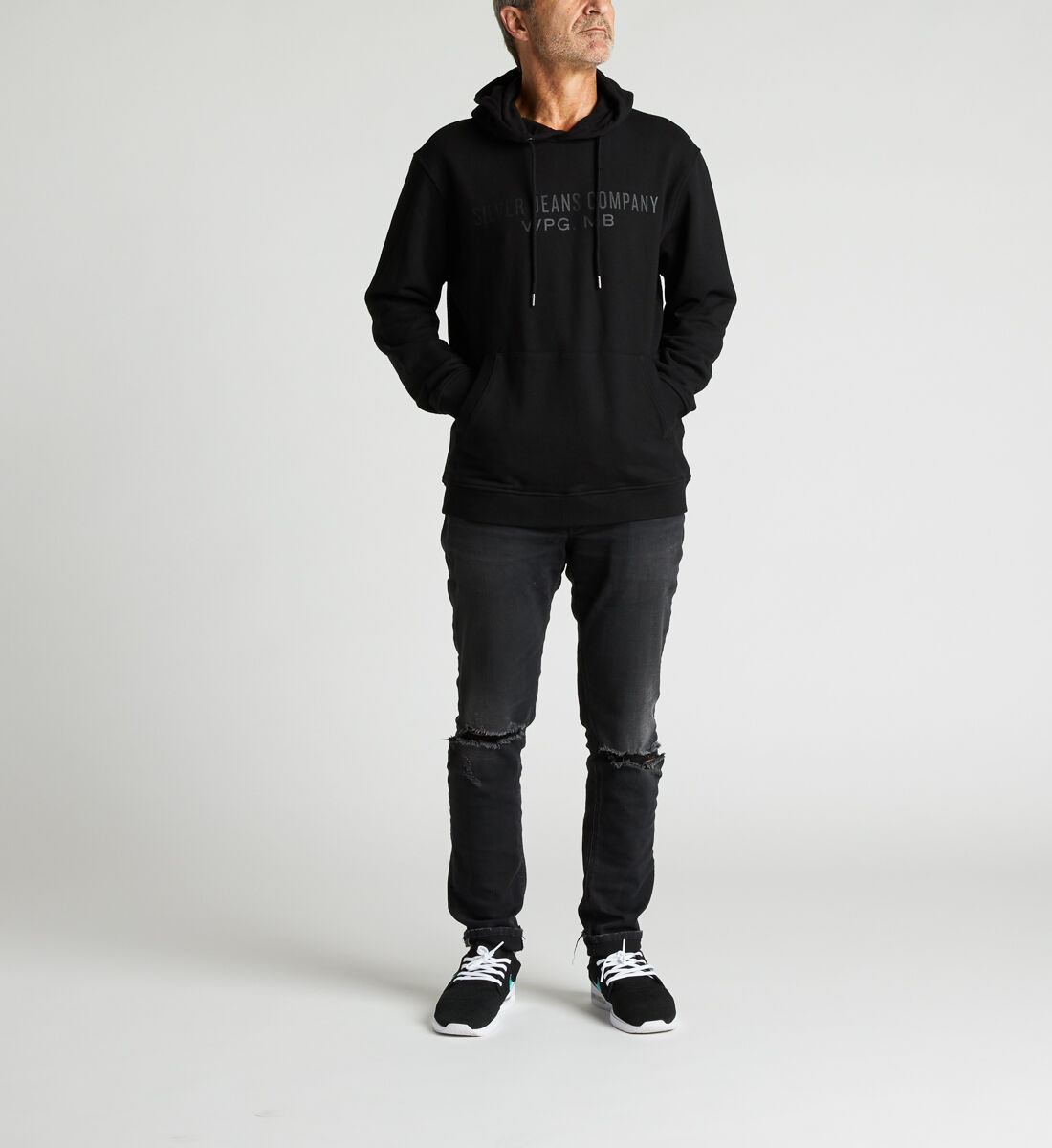 Black jeans and hoodie shop