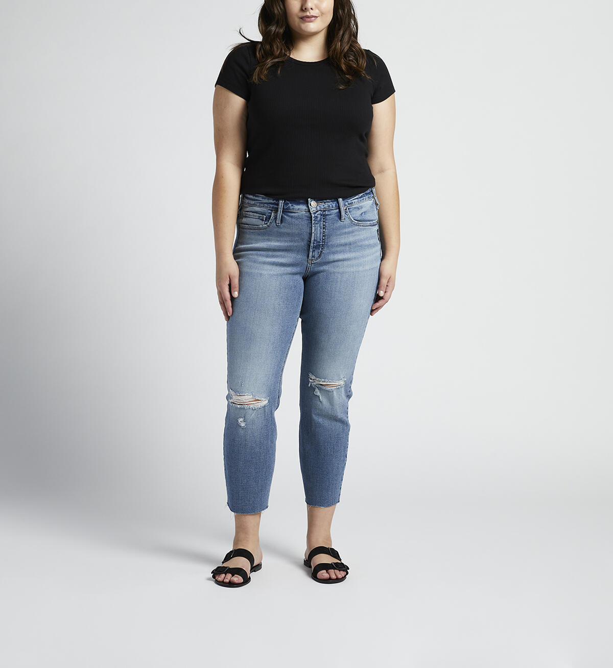 Most Wanted Mid Rise Straight Crop Jeans Plus Size, , hi-res image number 0