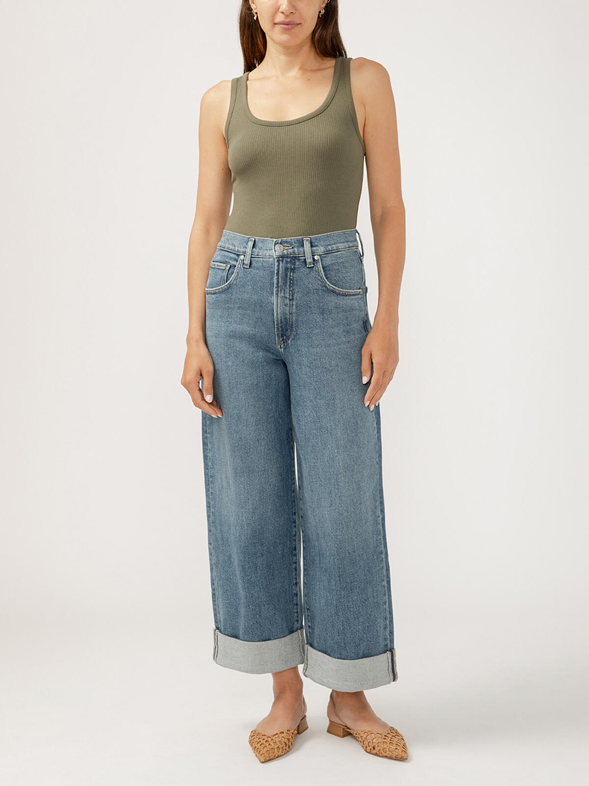Be Easy High Rise Cropped Wide Leg Jeans image number 0