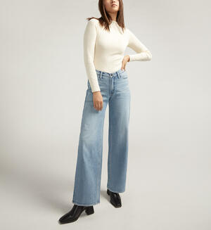 V-Front Mid Rise Wide Leg Jeans