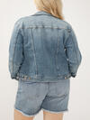 Notched Crop Jean Jacket Plus Size image number 4