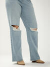 Highly Desirable High Rise Trouser Leg Jeans Plus Size image number 4