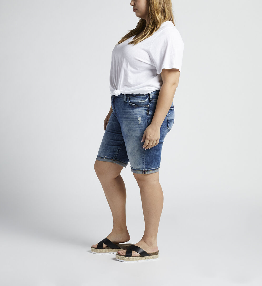Buy Elyse Mid Rise Bermuda Short Plus Size for CAD 88.00 Silver
