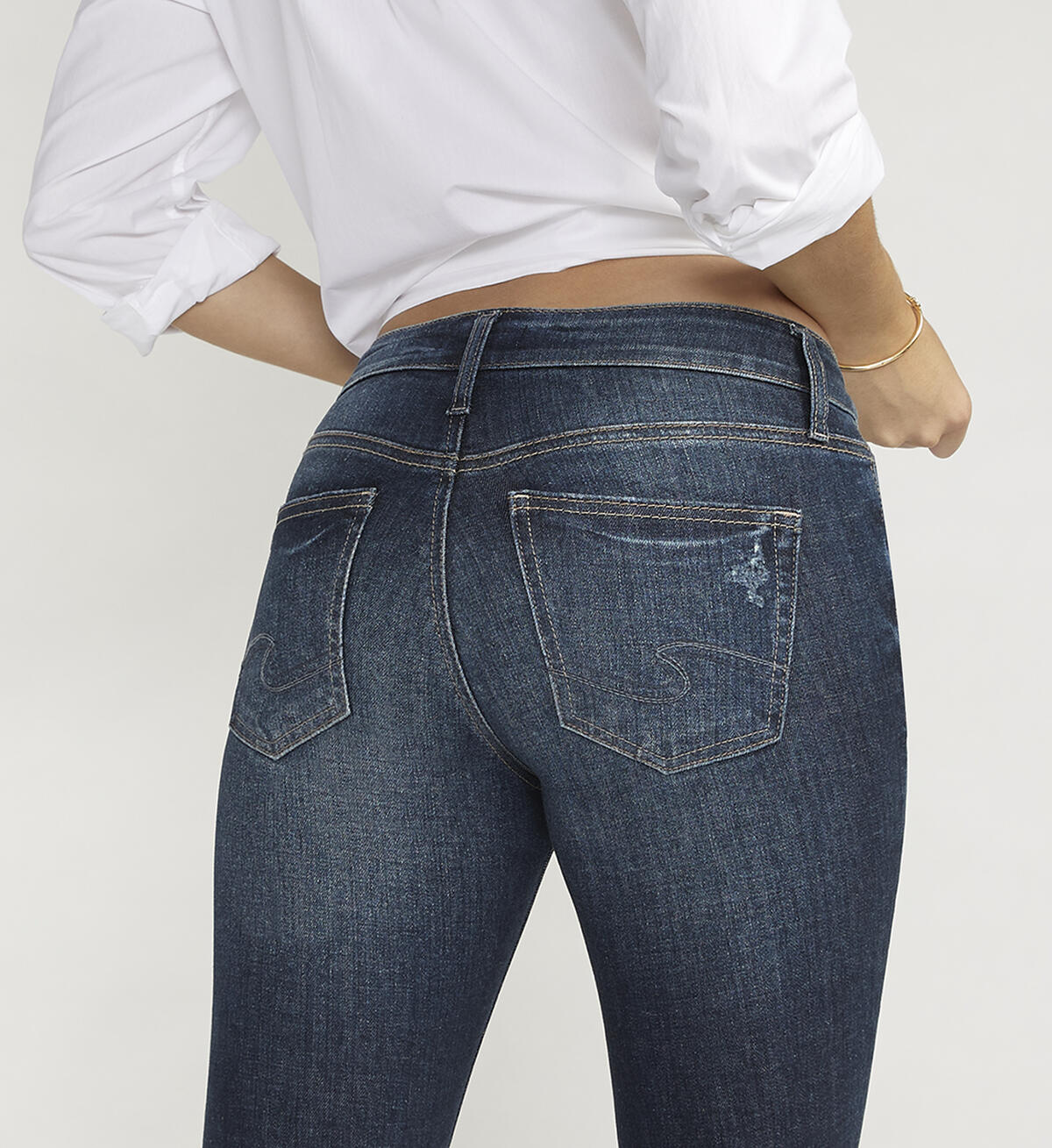Girlfriend Mid Rise Slim Leg Jeans, Indigo, hi-res image number 3