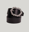 Womens Genuine Leather Belt With Picture Frame Buckle, Black, hi-res image number 0