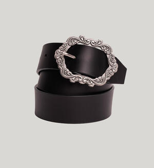 Womens Genuine Leather Belt With Picture Frame Buckle